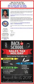 News You Can Use From Senator Audrey Gibson: Back-to-School Sales Tax Holiday