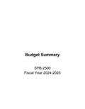 Budget Summary - Senate Proposed Bill 2500 (Fiscal Year 2024-25)
