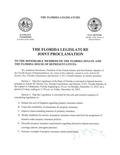 Joint Proclamation for Special Session A - Hurricane Relief, Property Insurance Reform, Toll Credit Program