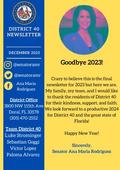 Senate District 40 December Newsletter - Senator Ana Maria Rodriguez