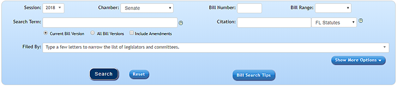 Bill List - Search Panel Default View